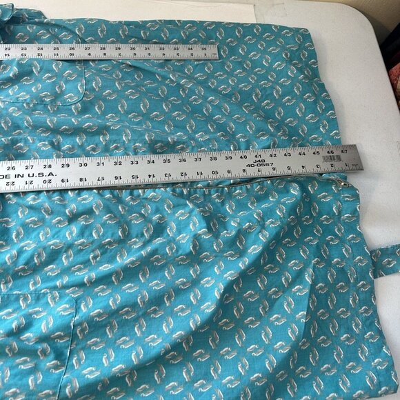 American Heaven Blue Penguin Print Cotton House Robe Medium Hood Pockets Animals - Picture 8 of 11